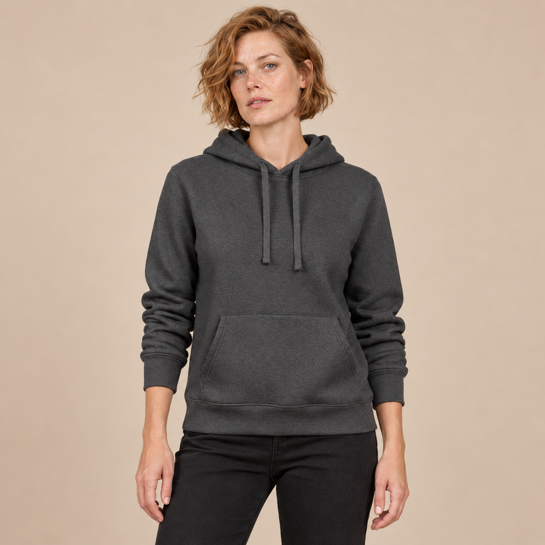 Hoodie voor dames met verstelbare capuchon en geribde zoom