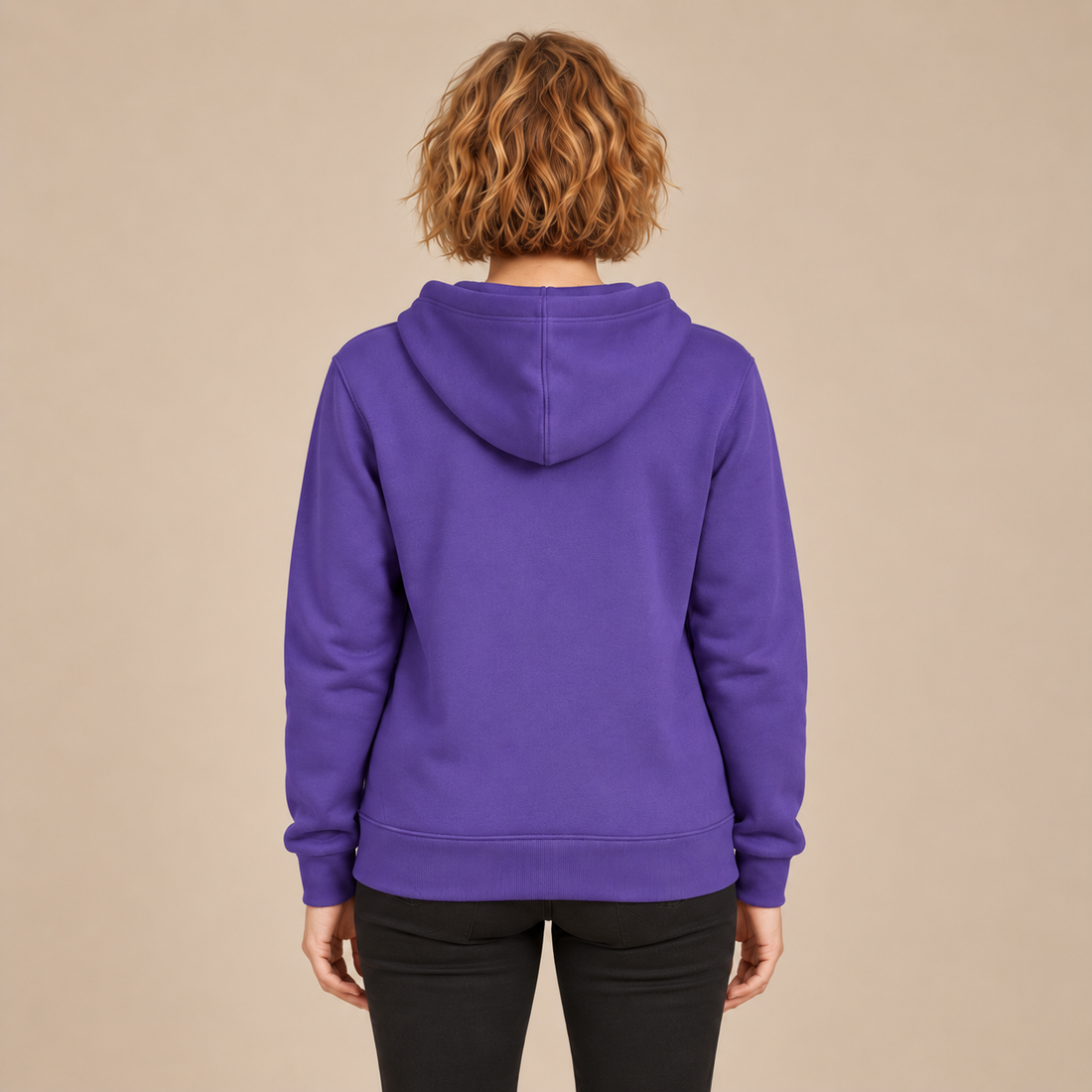Hoodie voor dames met verstelbare capuchon en geribde zoom