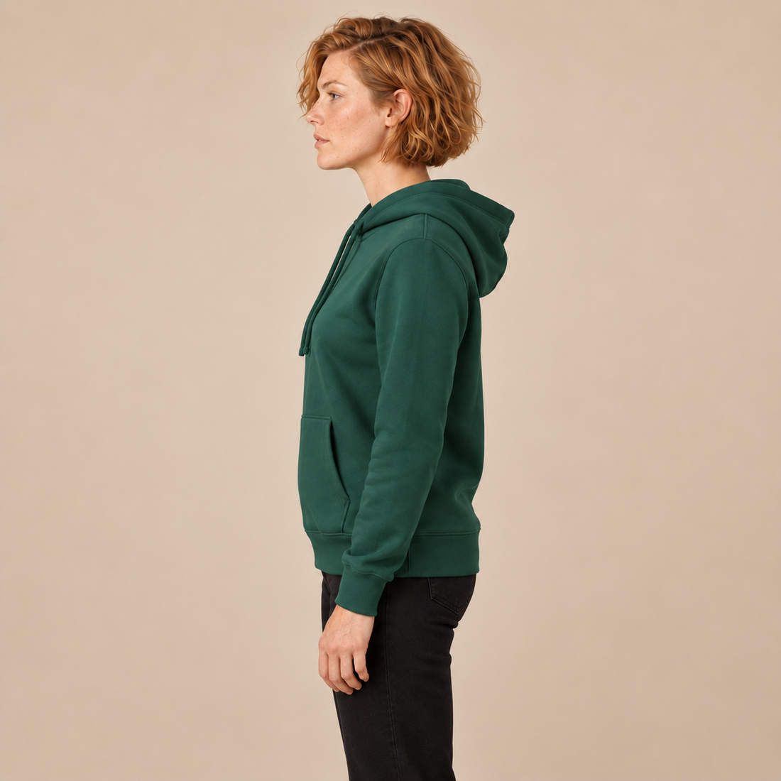 Hoodie voor dames met verstelbare capuchon en geribde zoom