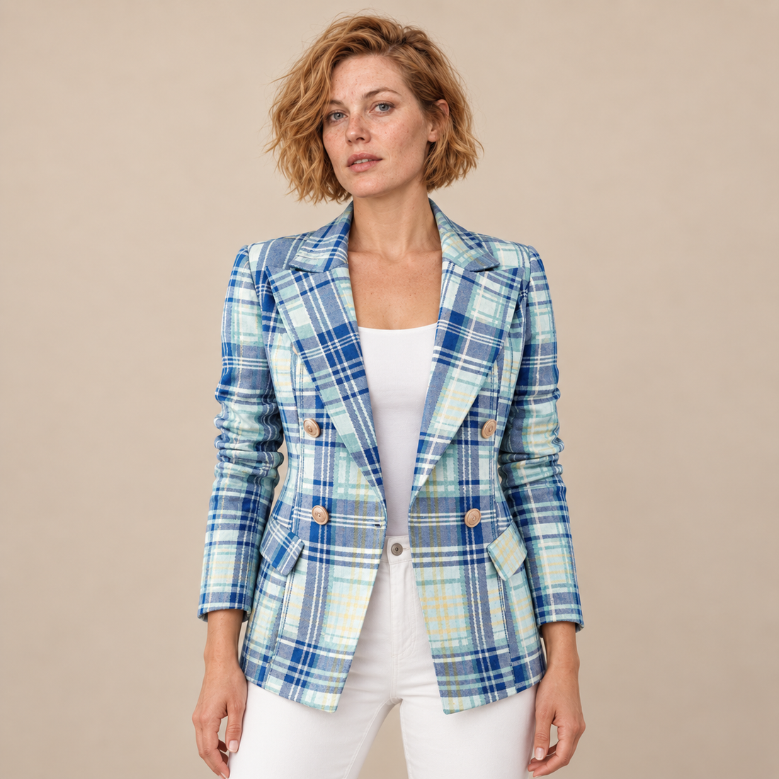 Damesblazer met revers en gestructureerd oppervlak