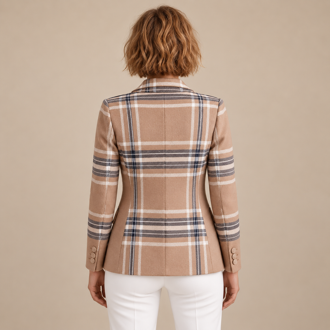 Damesblazer met revers en gestructureerd oppervlak