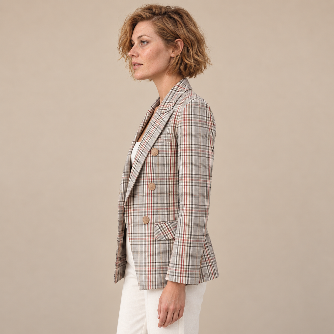 Damesblazer met revers en gestructureerd oppervlak