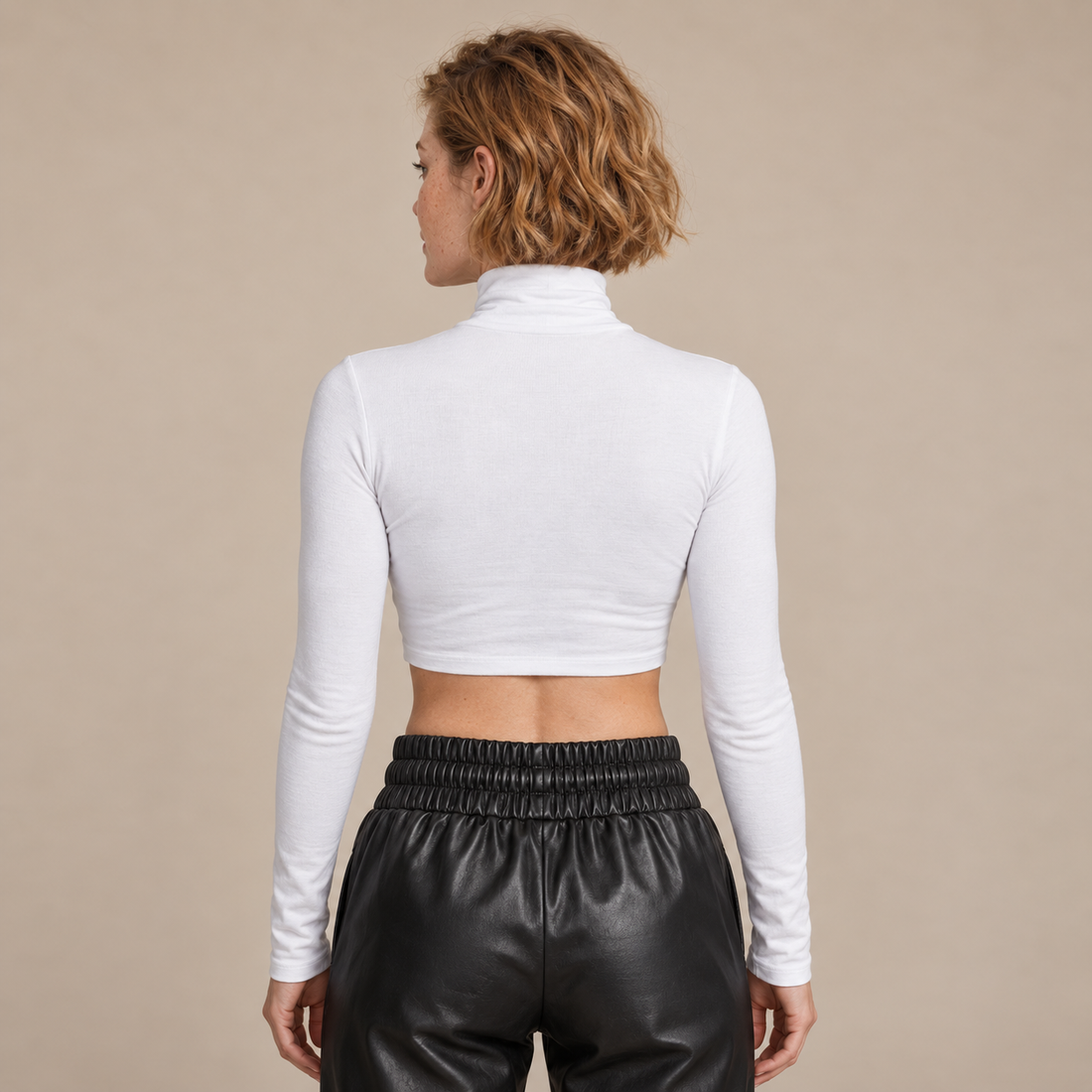 Croptop voor dames met hoge hals en lange mouwen