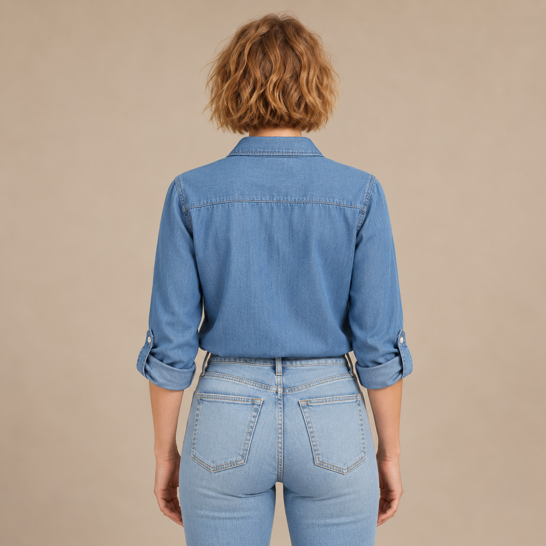 Spijkerblouse voor dames met knoopsluiting en lange mouwen