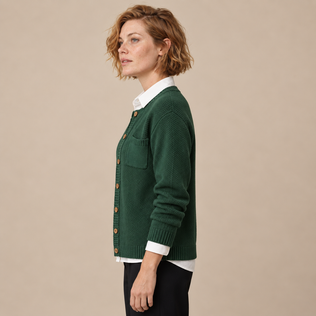 Damesvest met knoopsluiting en borstzak