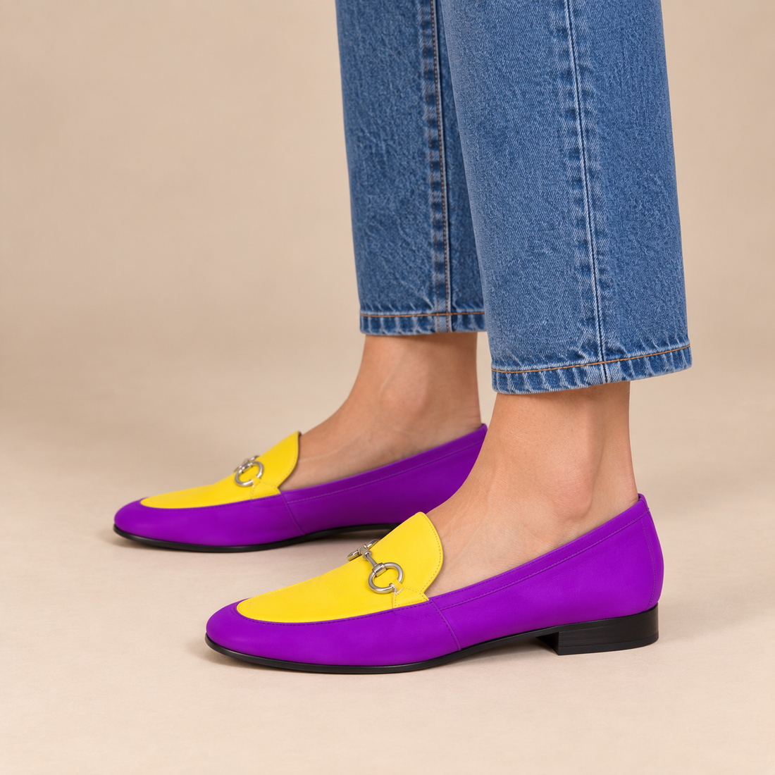 Leren damesloafers met metalen bit voor elk seizoen
