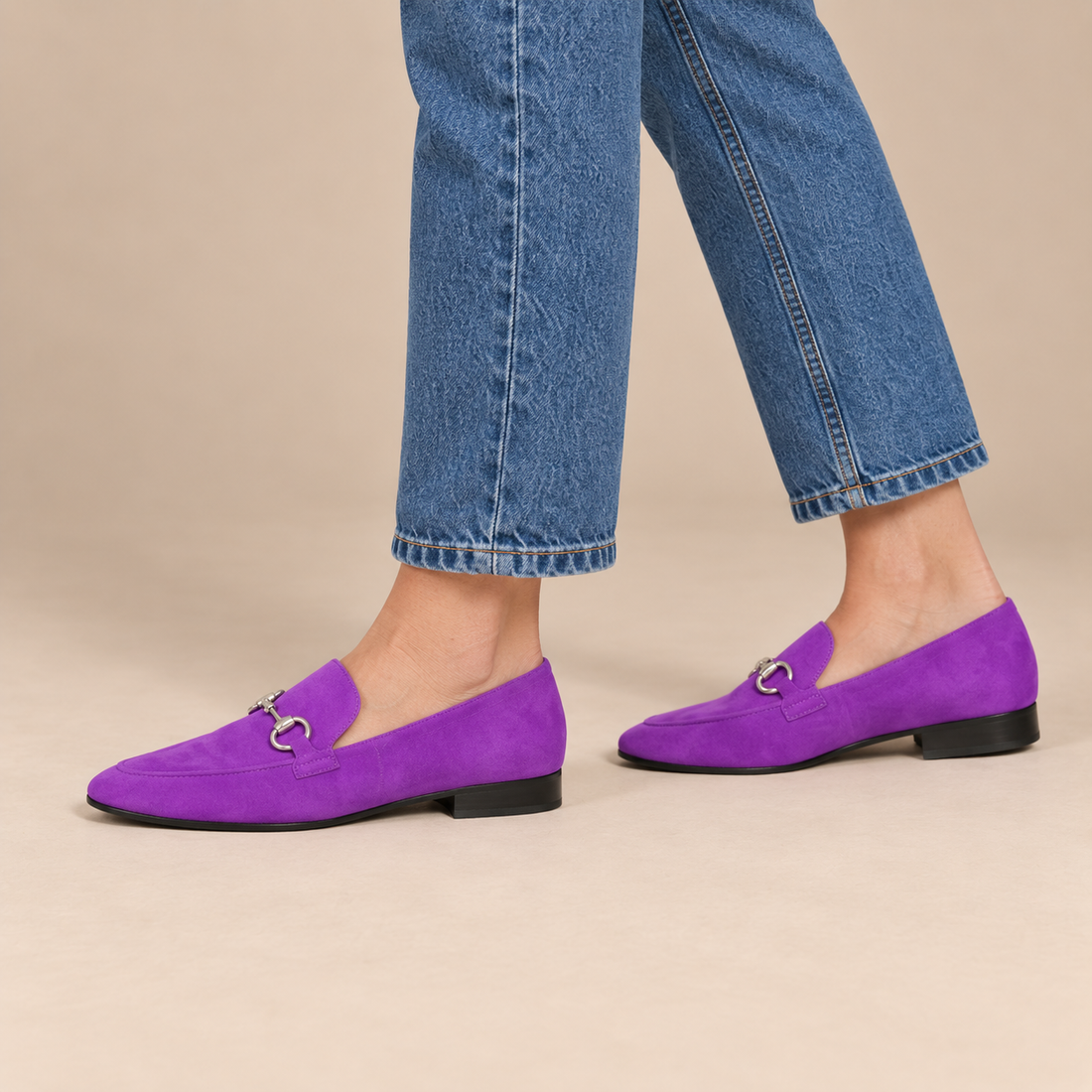 Leren damesloafers met metalen bit voor elk seizoen