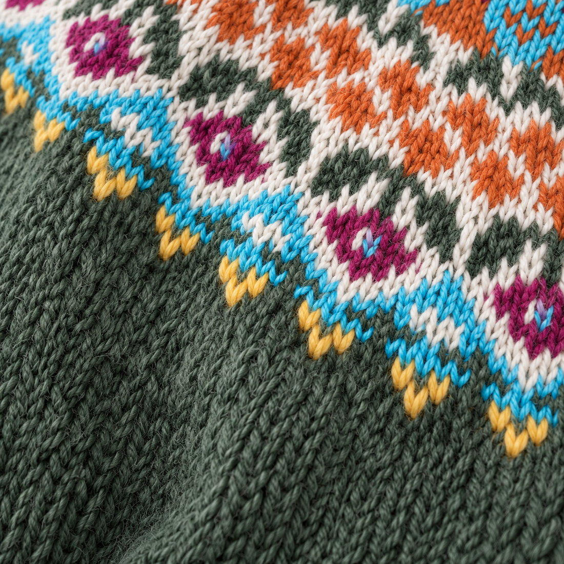 Fair Isle-trui voor dames met kleurrijke pas en ronde hals