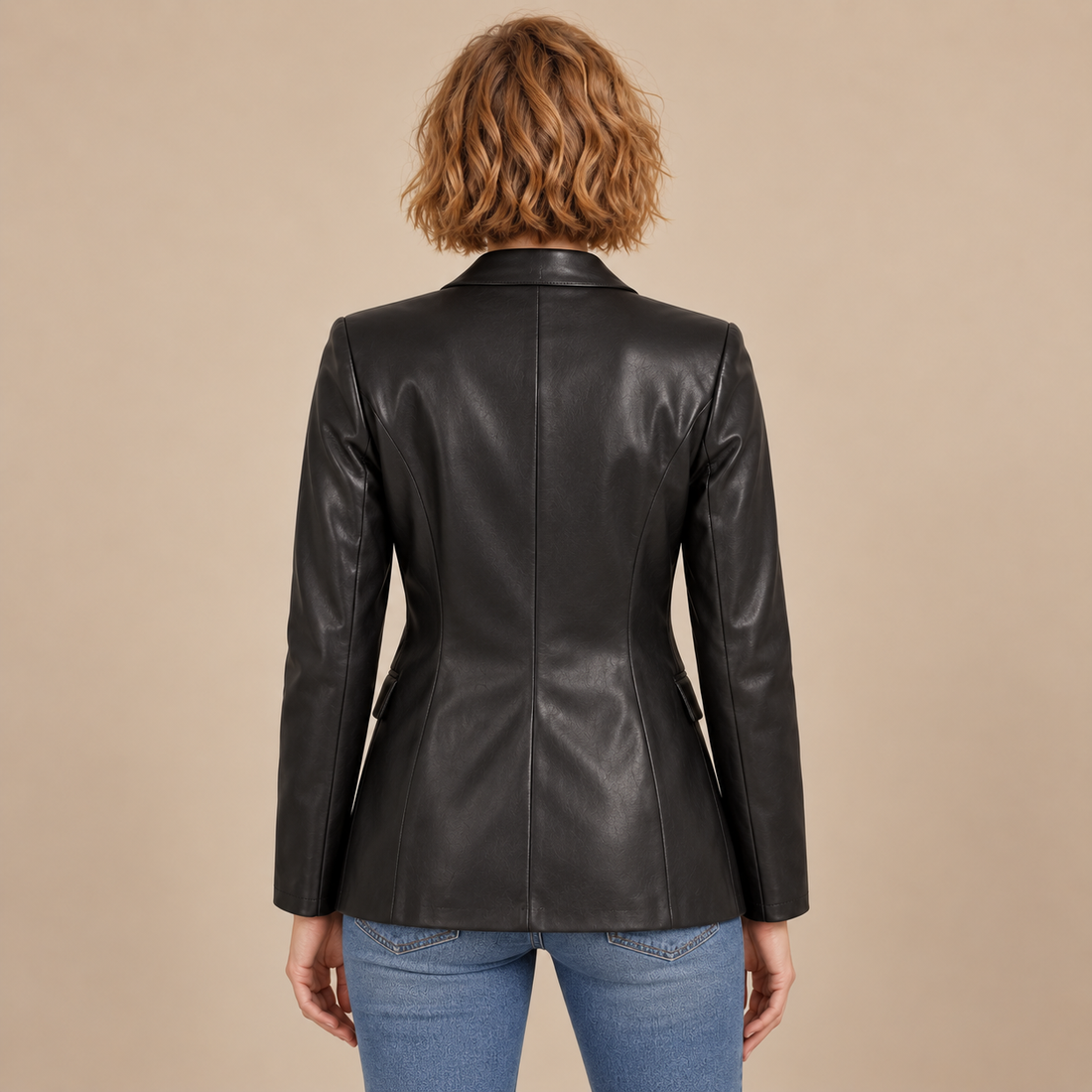 Getailleerde damesblazer met pied-de-poule en één knoop