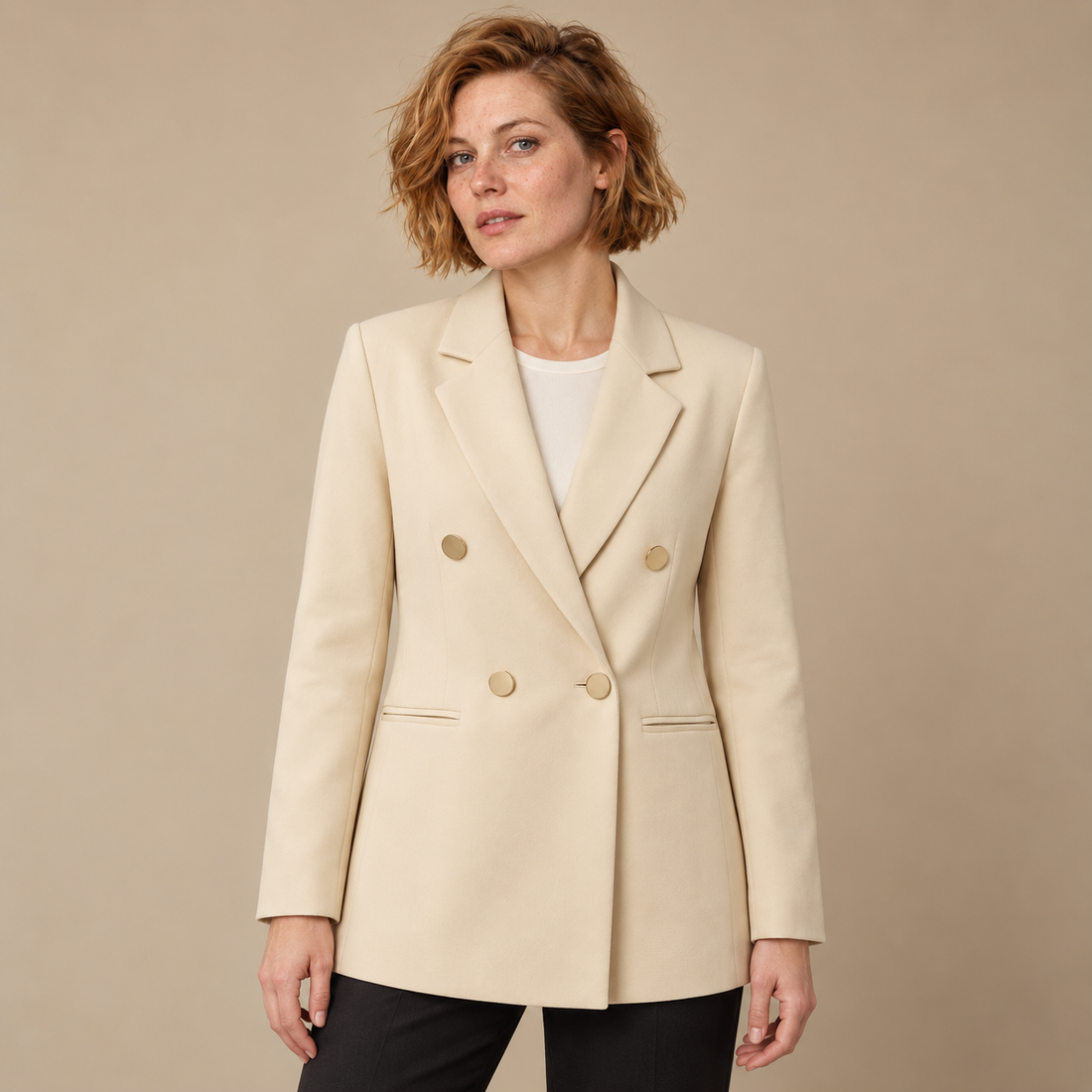 Dubbelrijige damesblazer met reverskraag