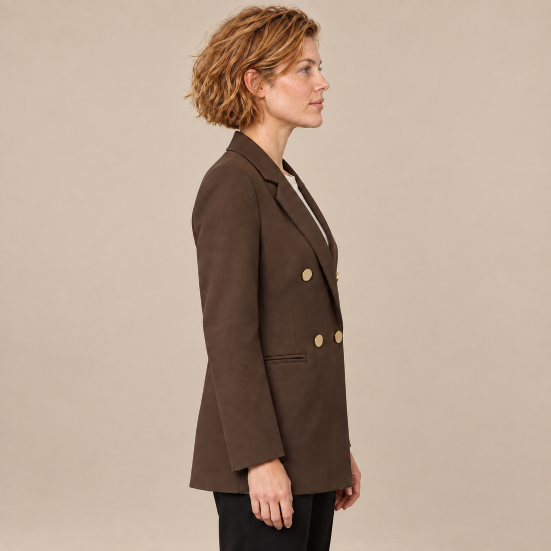 Dubbelrijige damesblazer met reverskraag