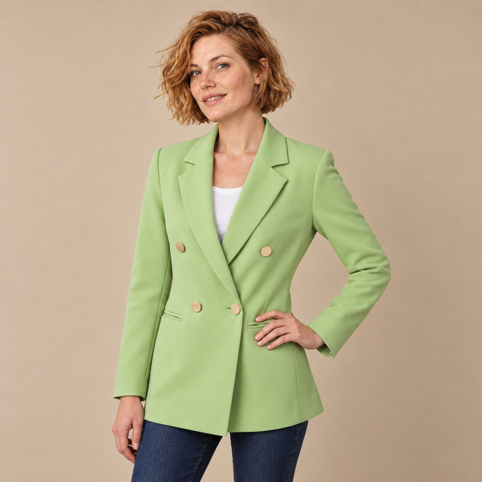 Dubbelrijige damesblazer met reverskraag