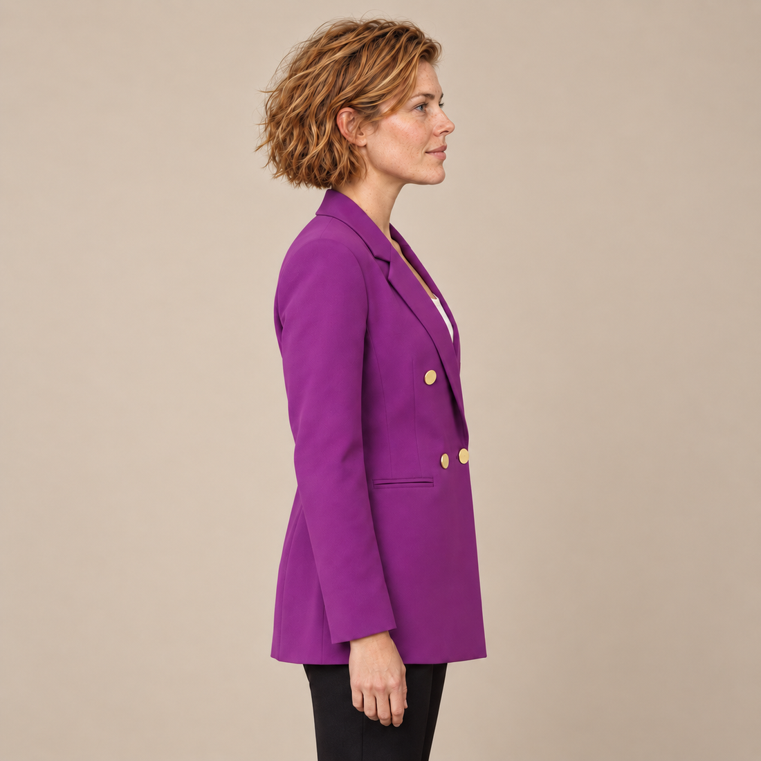 Dubbelrijige damesblazer met reverskraag