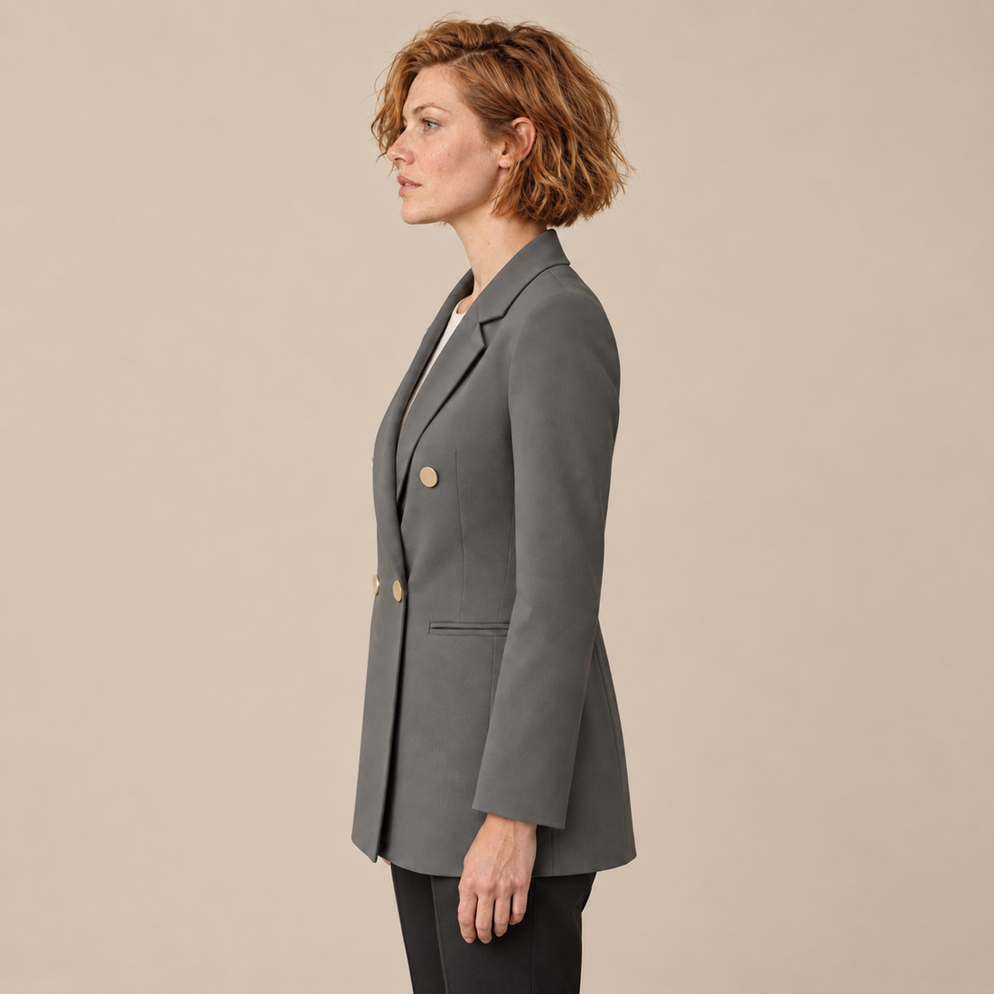 Dubbelrijige damesblazer met reverskraag