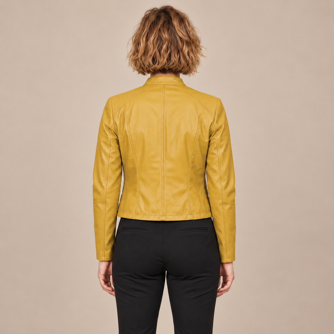 Bikerjack voor dames met opstaande kraag en ritssluiting