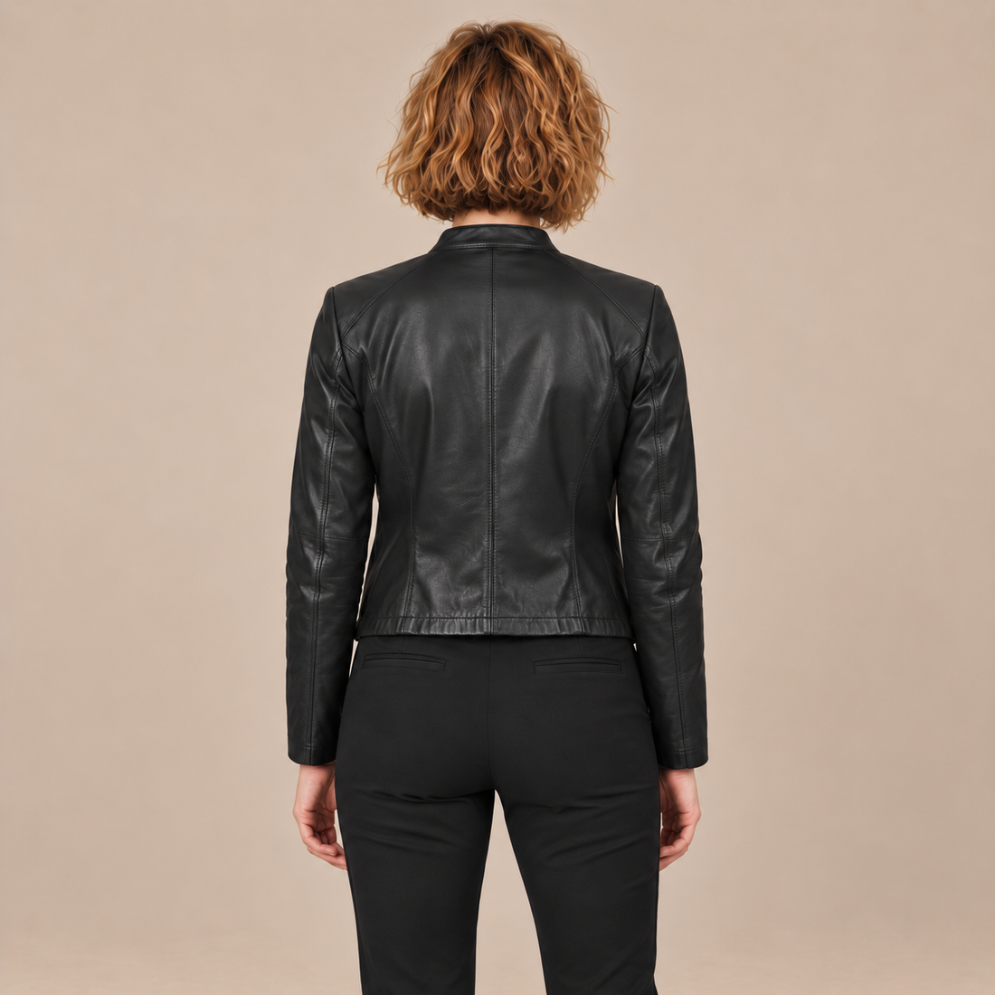 Bikerjack voor dames met opstaande kraag en ritssluiting