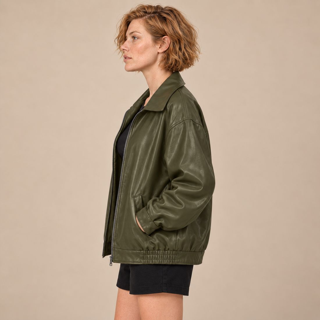 Oversized bomberjack voor dames met kraag en ritssluiting