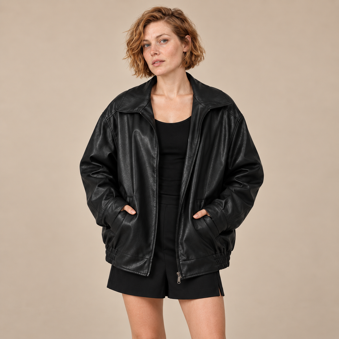 Oversized bomberjack voor dames met kraag en ritssluiting