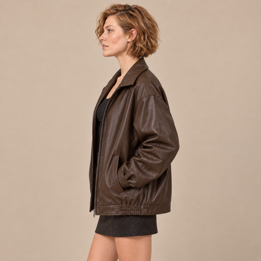 Oversized bomberjack voor dames met kraag en ritssluiting