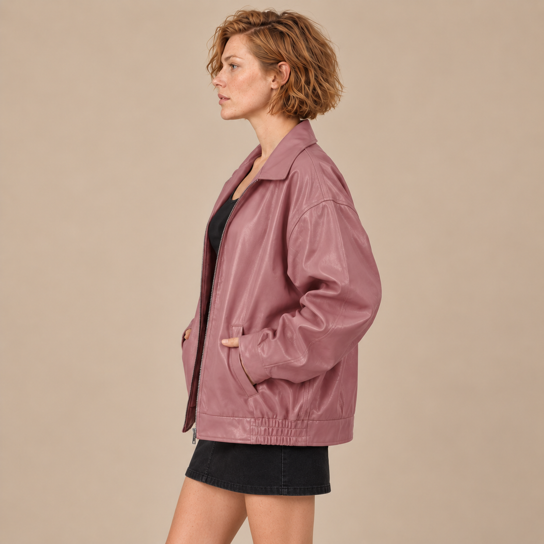 Oversized bomberjack voor dames met kraag en ritssluiting