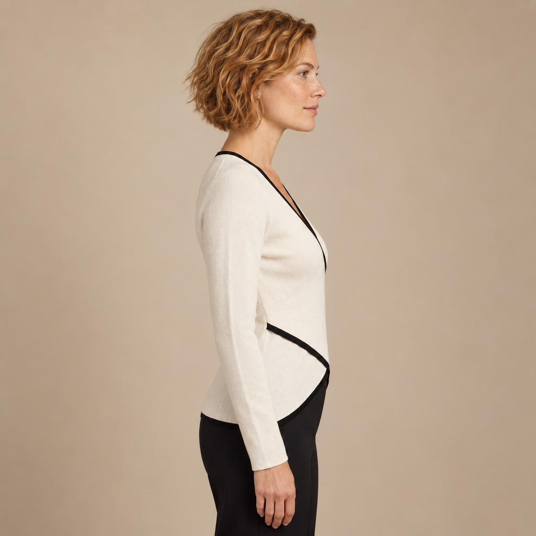 Overslagtop voor dames met V-hals en lange mouwen