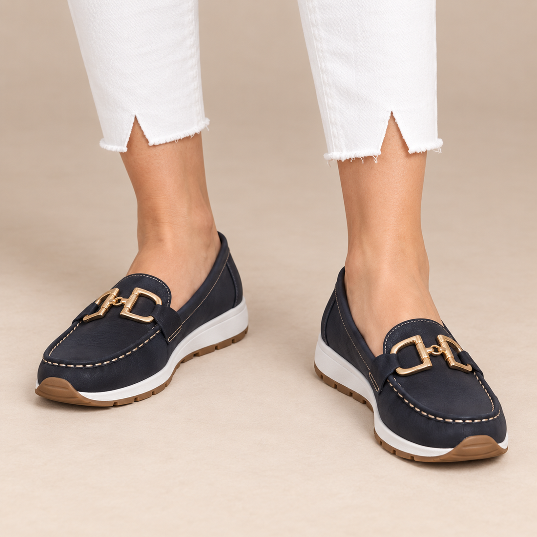 Leren loafers voor dames met metalen detail voor dagelijks gebruik