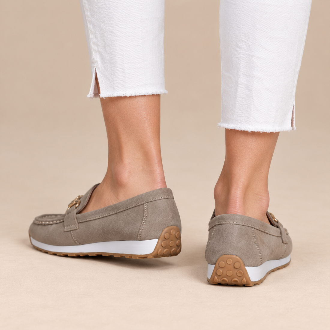 Leren loafers voor dames met metalen detail voor dagelijks gebruik