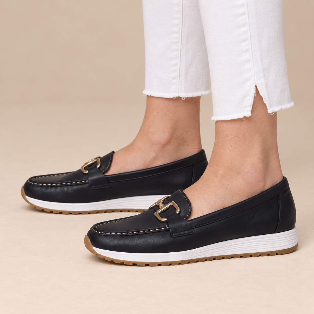 Leren loafers voor dames met metalen detail voor dagelijks gebruik
