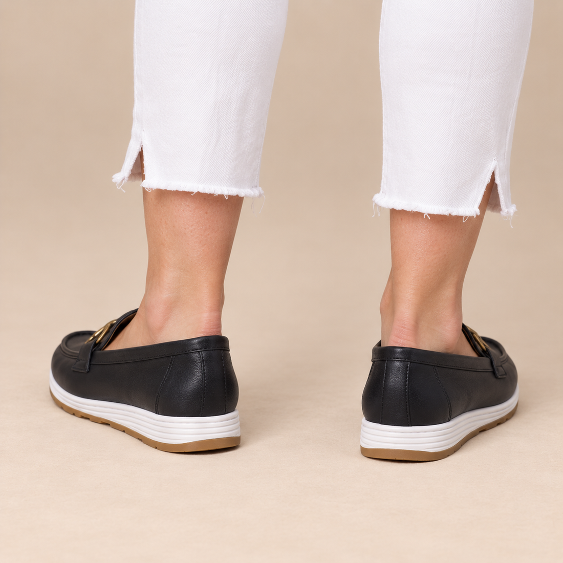 Leren loafers voor dames met metalen detail voor dagelijks gebruik