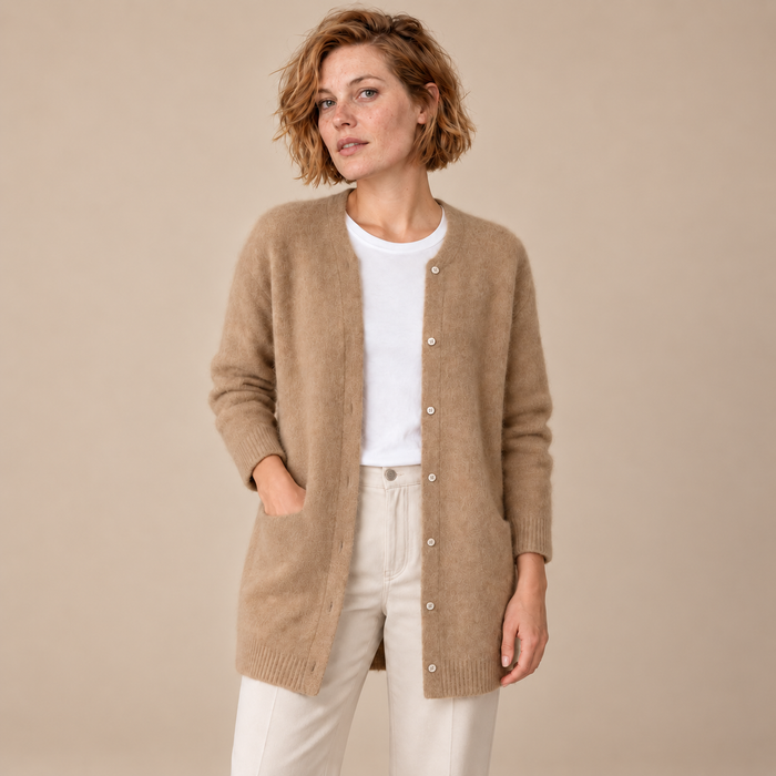 Damesvest met knoopsluiting, geribde boorden en zakken
