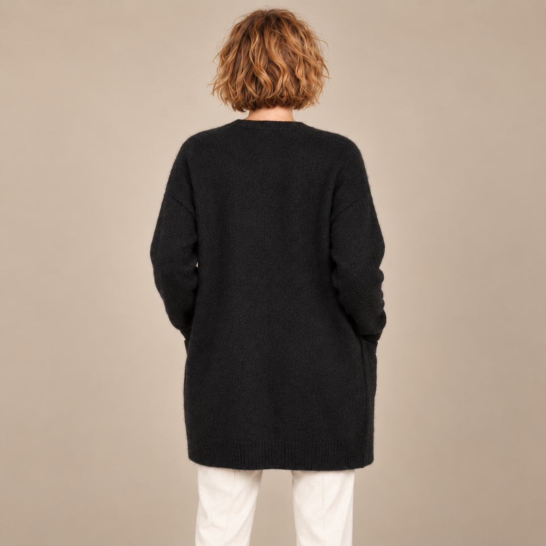 Damesvest met knoopsluiting, geribde boorden en zakken