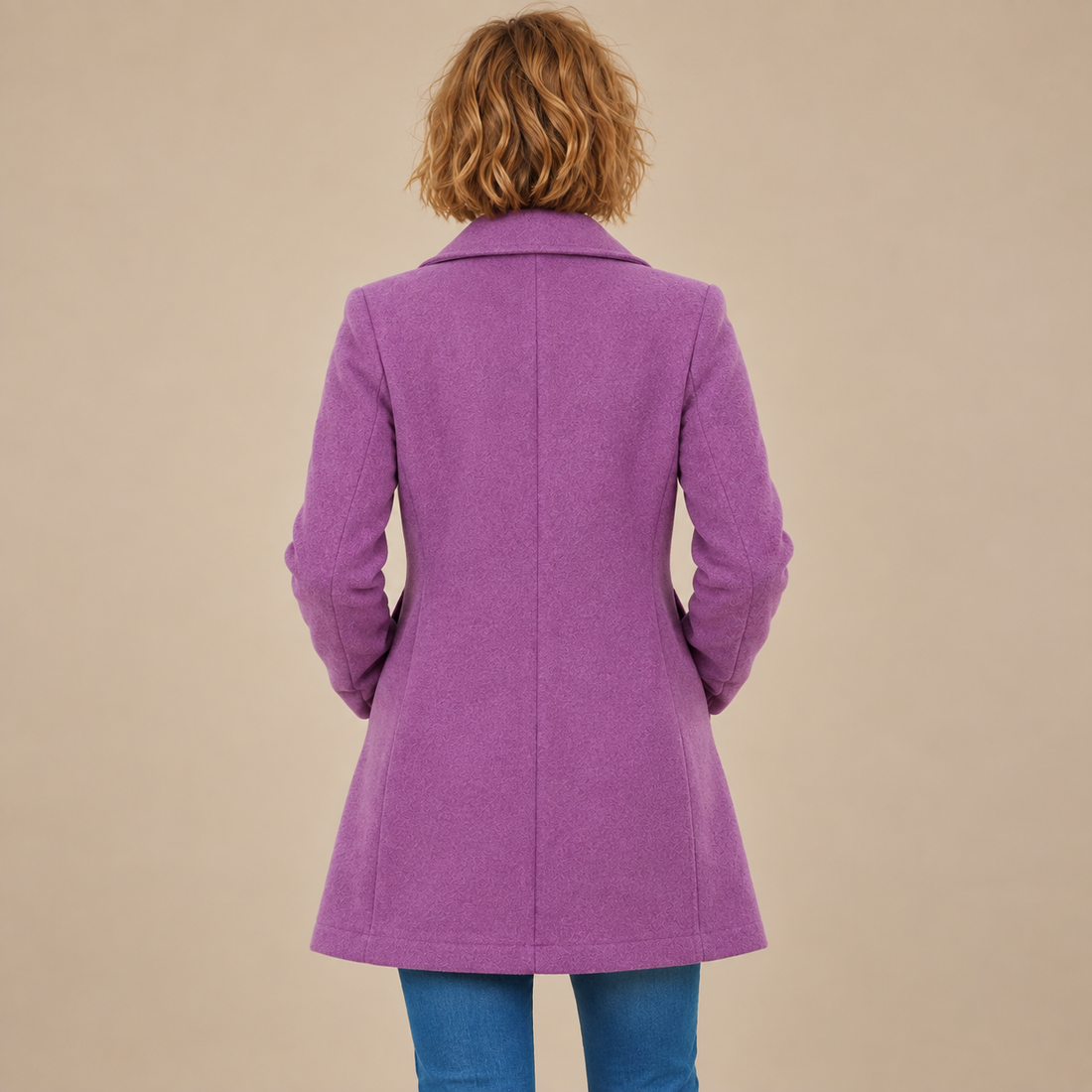 Lange winterjas voor dames met knoopsluiting en reverskraag