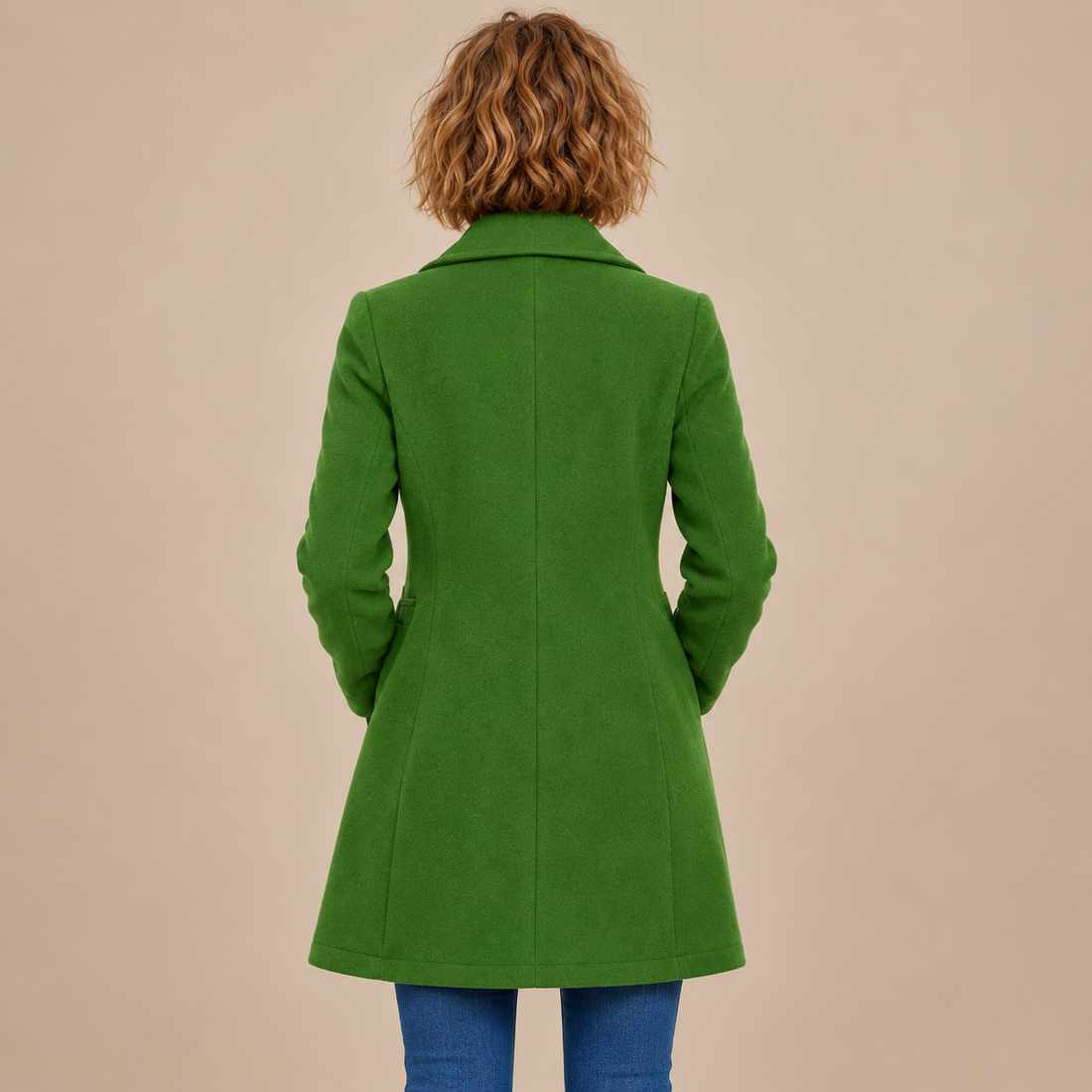 Lange winterjas voor dames met knoopsluiting en reverskraag