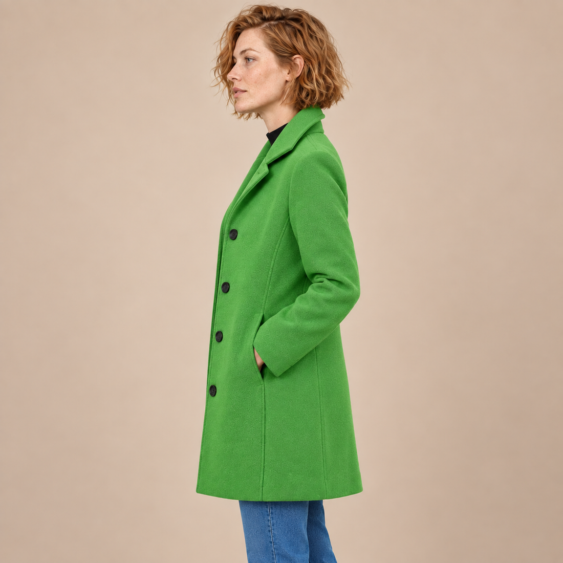 Lange winterjas voor dames met knoopsluiting en reverskraag