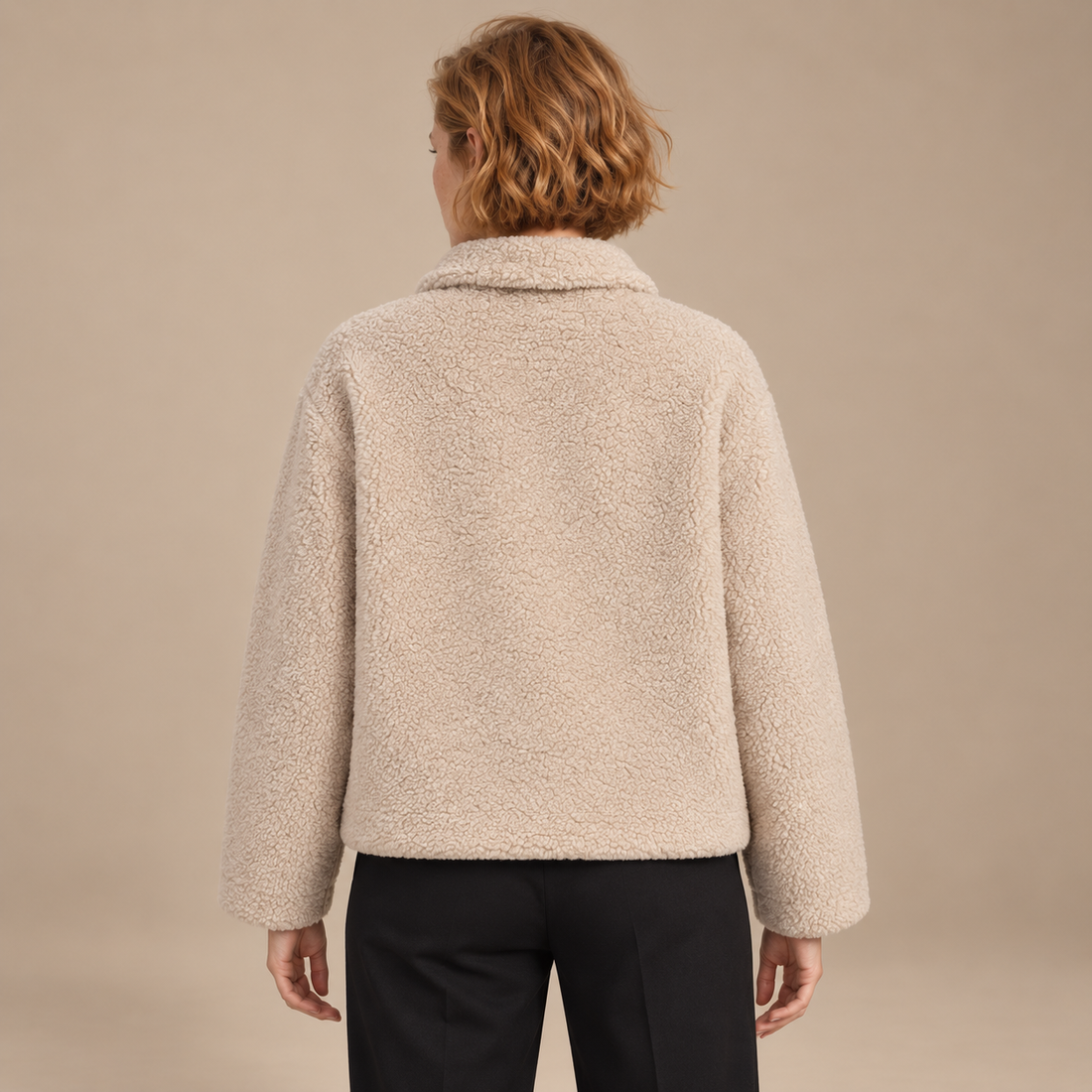 Teddyjas voor dames met oversized pasvorm en sjaalkraag