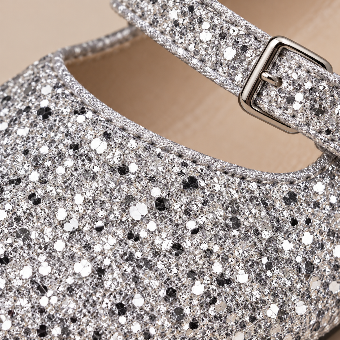Glitter mary janes voor dames met enkelbandje