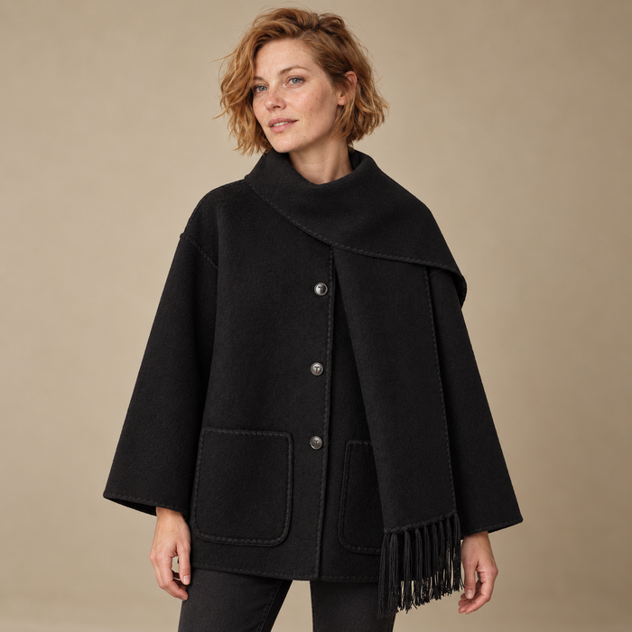 Capejas voor dames met contrastrand en franjes