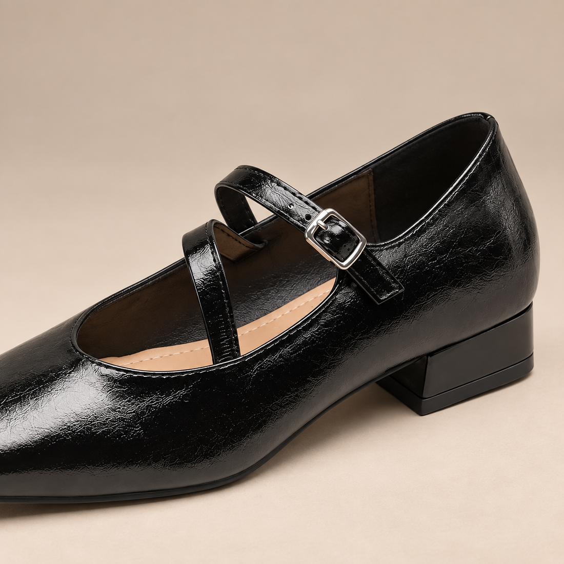 Mary jane pumps voor dames met enkelbandje en blokhak