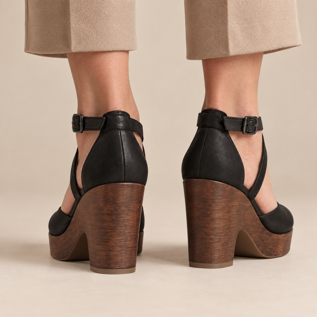 Mary jane pumps met plateau en enkelbandje voor dames
