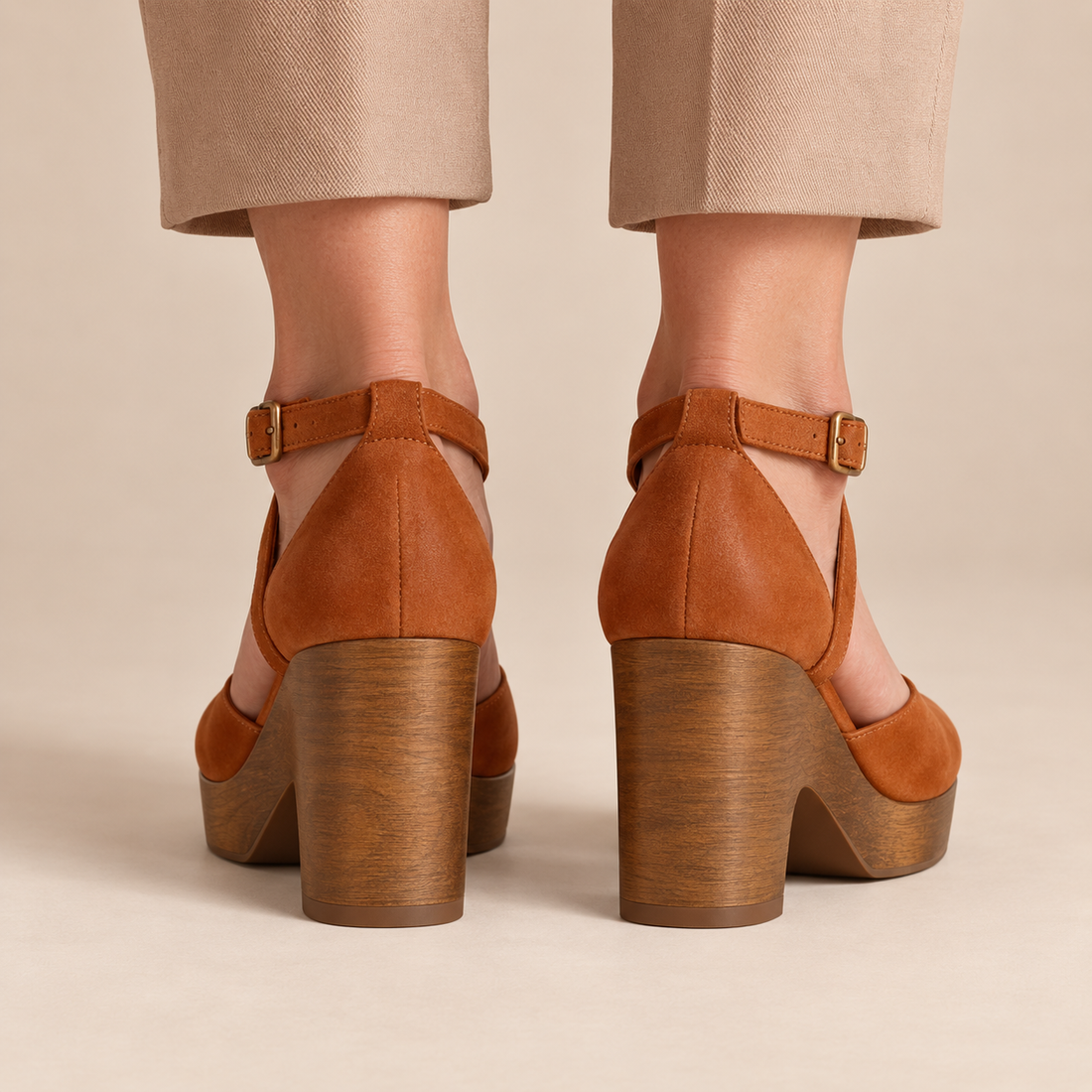 Mary jane pumps met plateau en enkelbandje voor dames