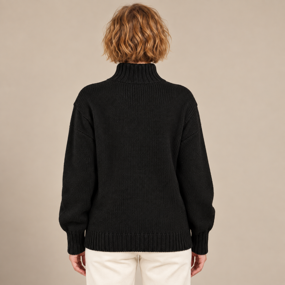 Kabeltrui voor dames met hoge col