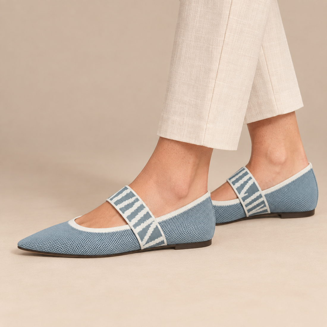 Platte mary janes voor dames met geblokt elastisch bandje