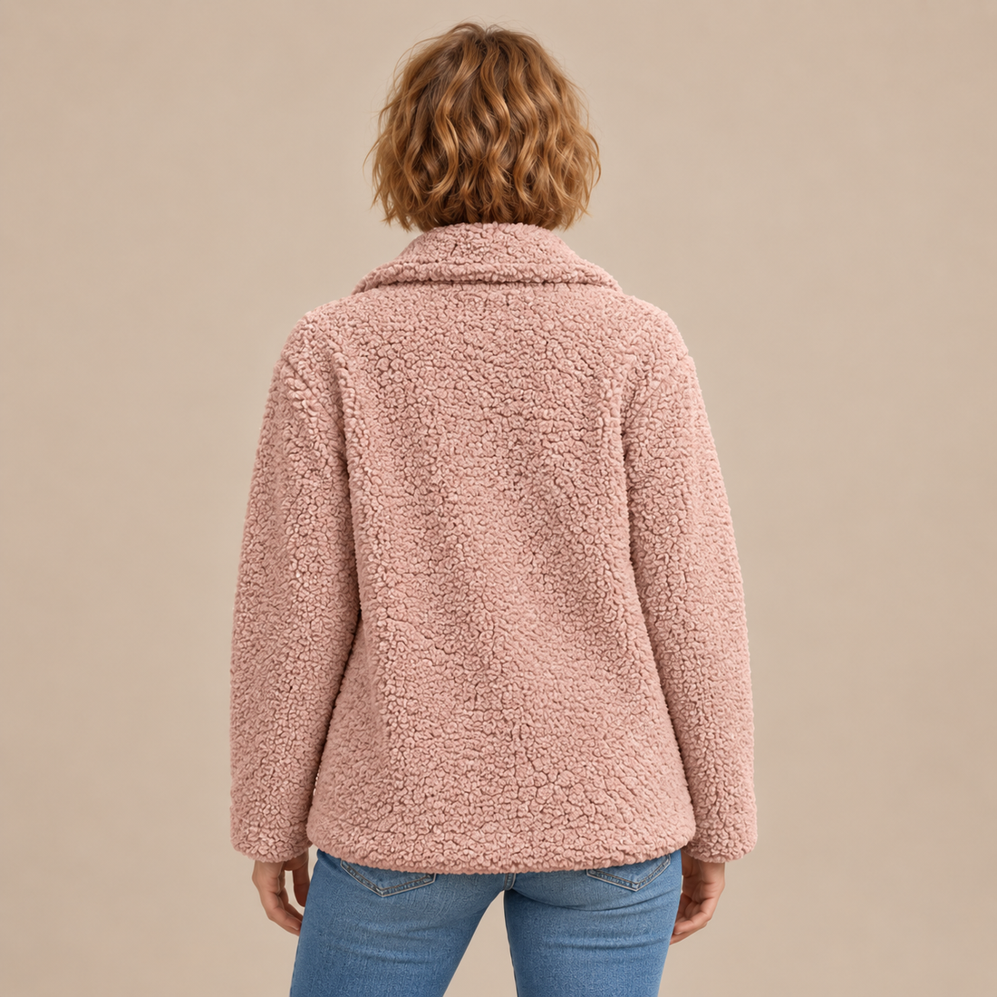 Teddyblazer voor dames met reverskraag en knoopsluiting