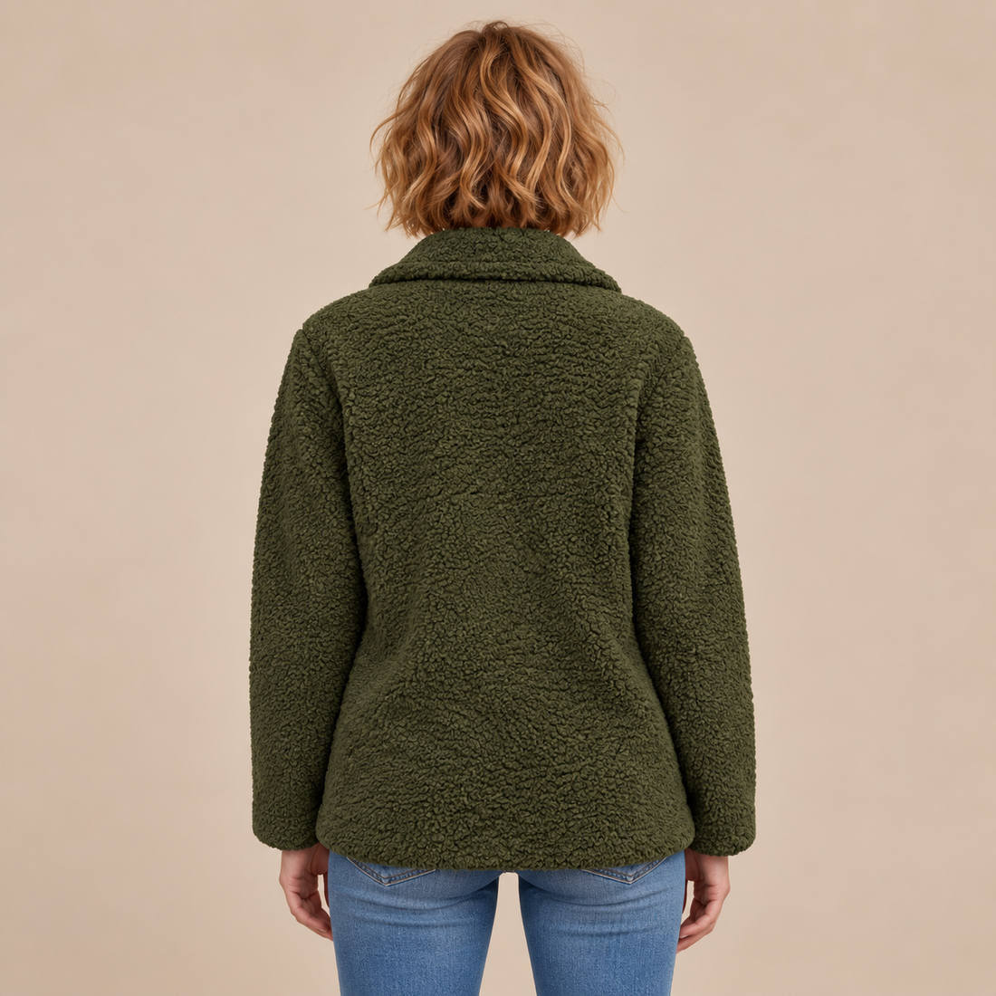 Teddyblazer voor dames met reverskraag en knoopsluiting