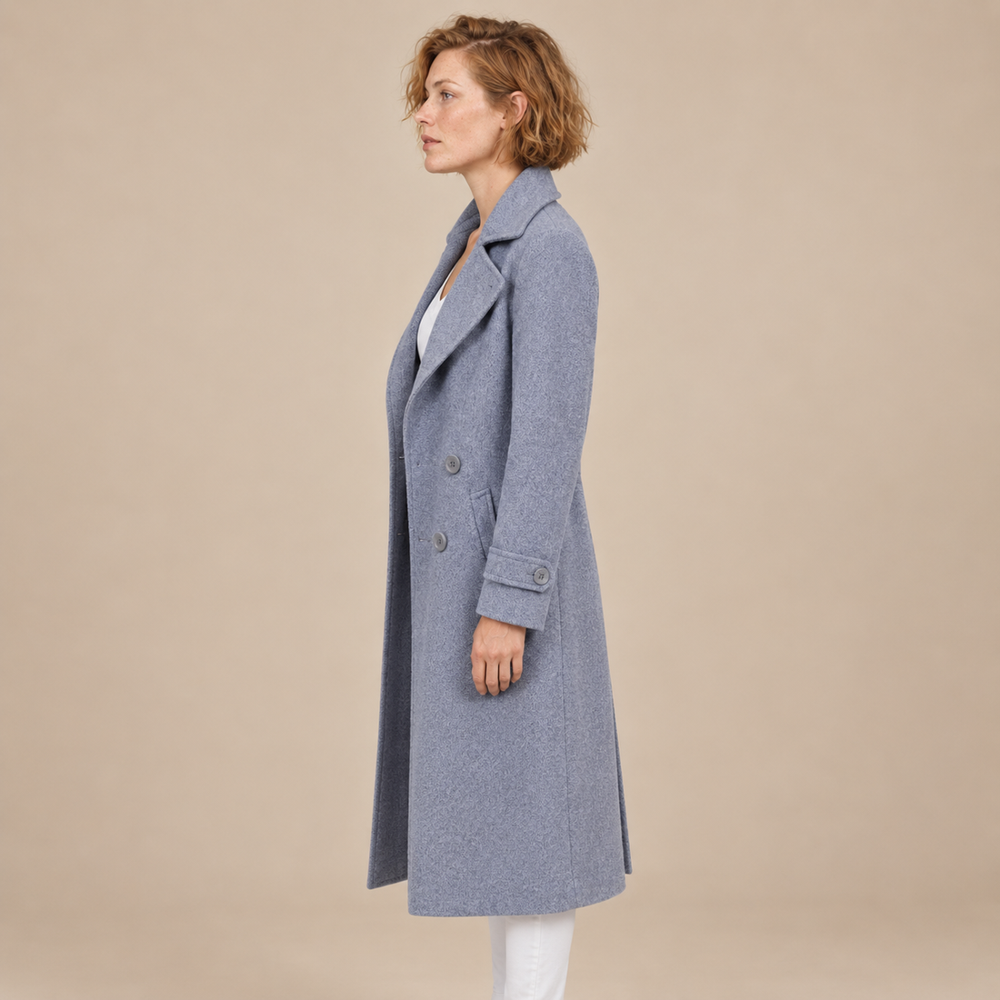 Lange damestrenchcoat met omslagkraag