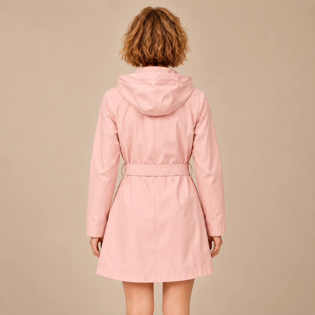 Damestrenchcoat met capuchon, ceintuur en knoopsluiting
