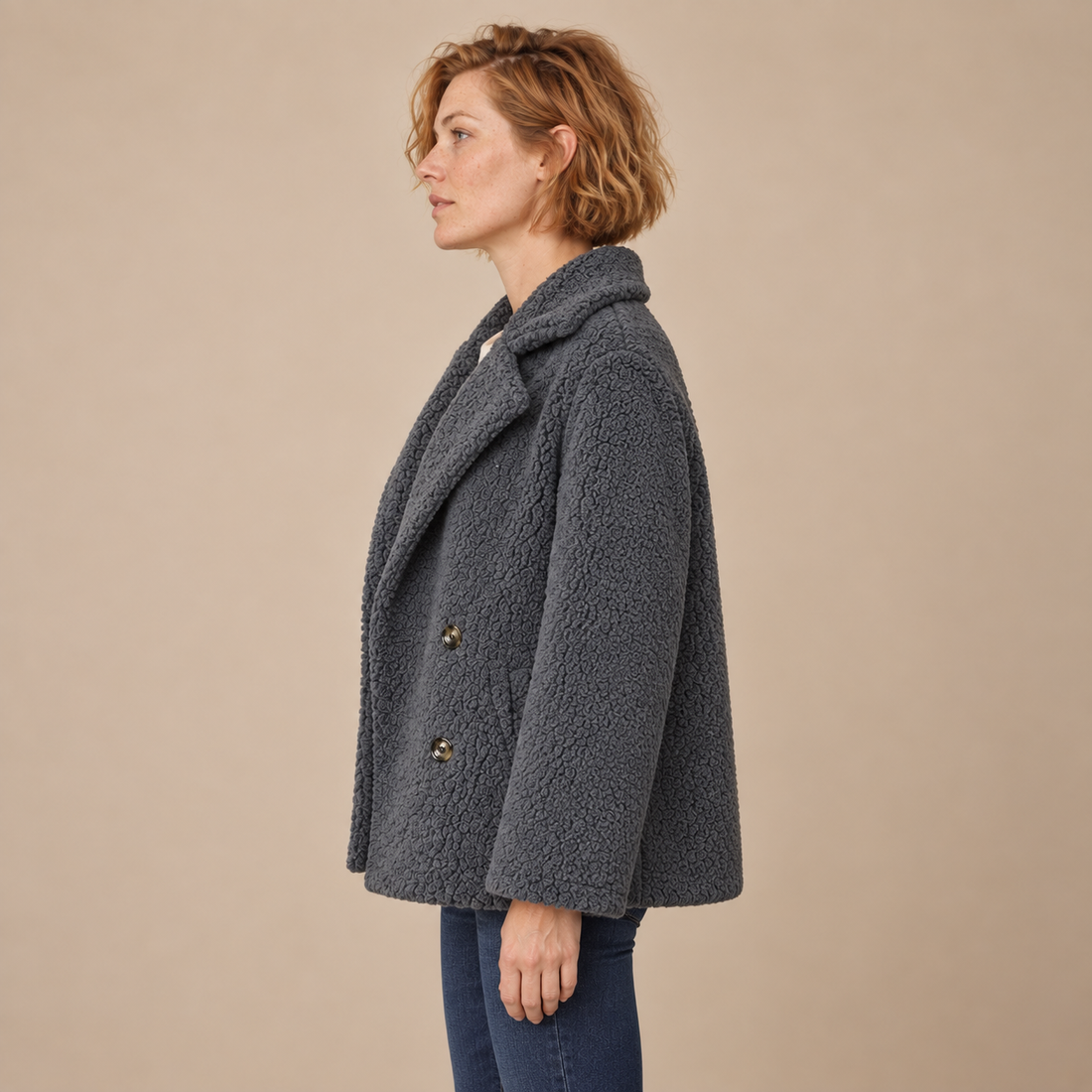 Oversized teddyjas voor dames met reverskraag