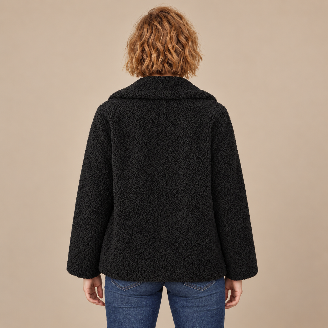 Oversized teddyjas voor dames met reverskraag