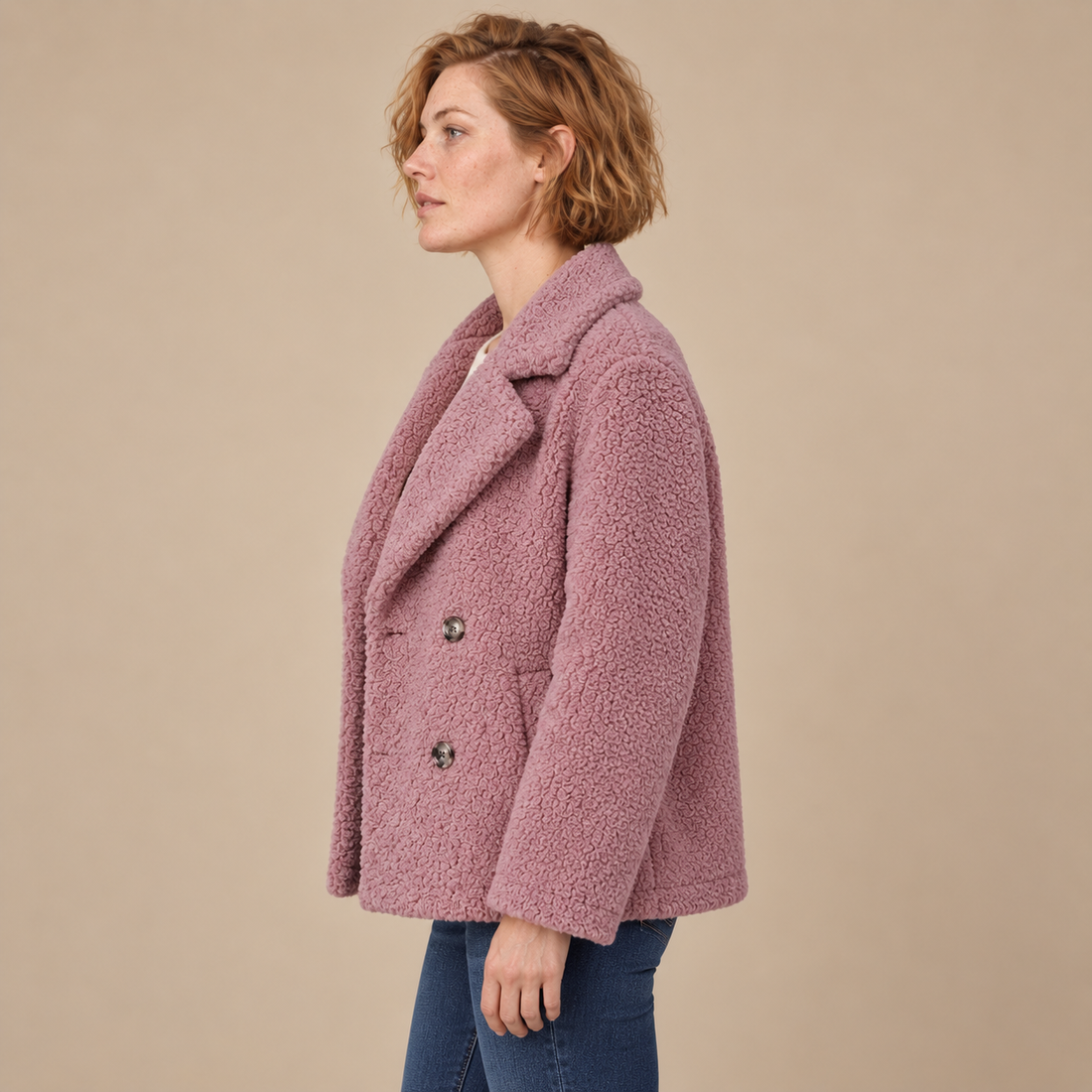 Oversized teddyjas voor dames met reverskraag