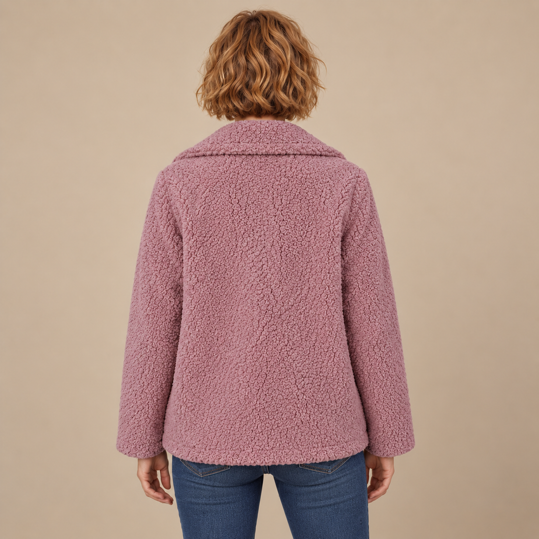 Oversized teddyjas voor dames met reverskraag